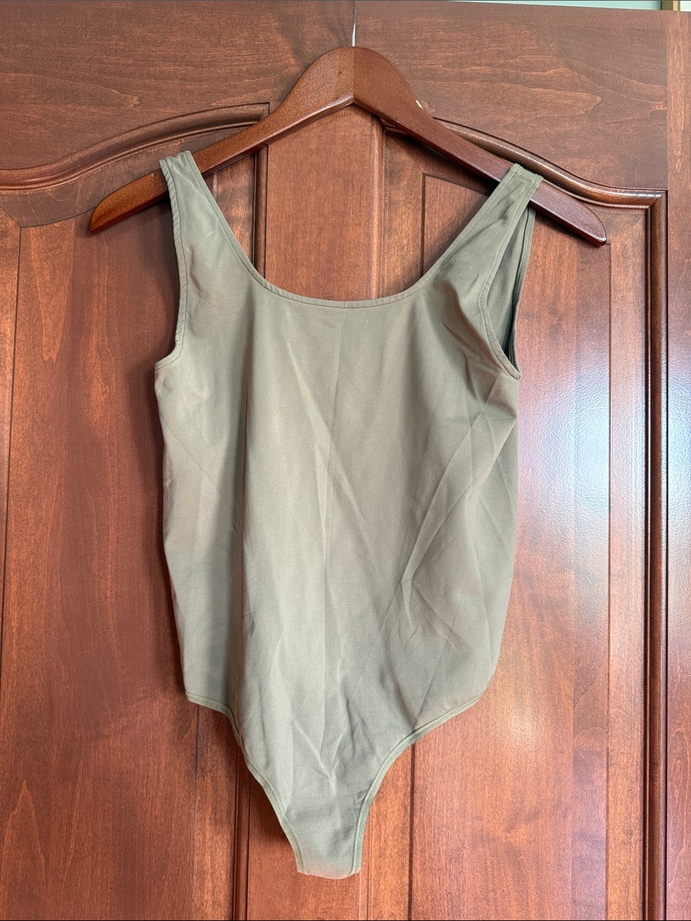 SKIMS Olive Scoop Neck Bodysuit